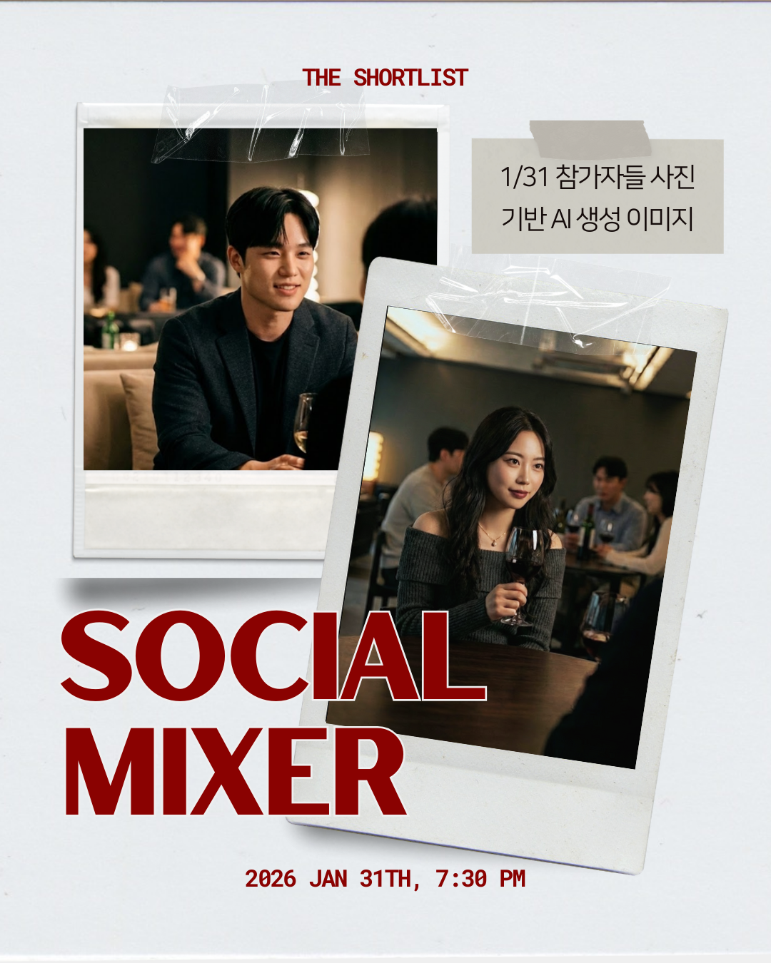 SKY 출신의 지인기반 소셜링 1/30,31 남성 모집